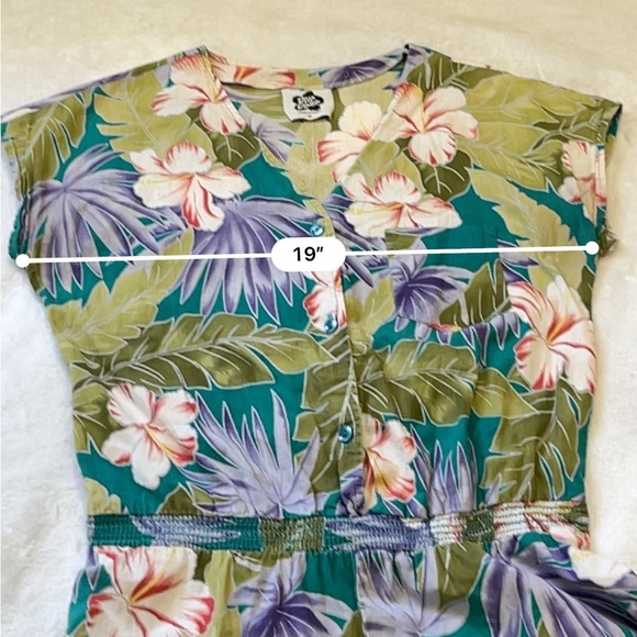 Vintage Hilo Hattie Hawaiian Floral Cotton Romper Green Purple Hibiscus - Picture 5 of 17